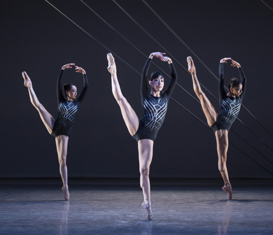 <p><em>Quatrain:</em> Miki Mizutani, Momoko Hirata and Céline Gittens</p>. Credit: Bill Cooper.