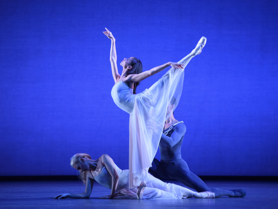 <p><em>Serenade:</em> Elisha Willis, Céline Gittens and Tyrone Singleton</p>. Credit: Bill Cooper.