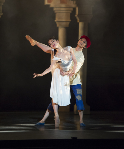 <p><em>Aladdin: </em>Nao Sakuma as Princess Badr al-Budur and César Morales as Aladdin</p>. Credit: Bill Cooper.