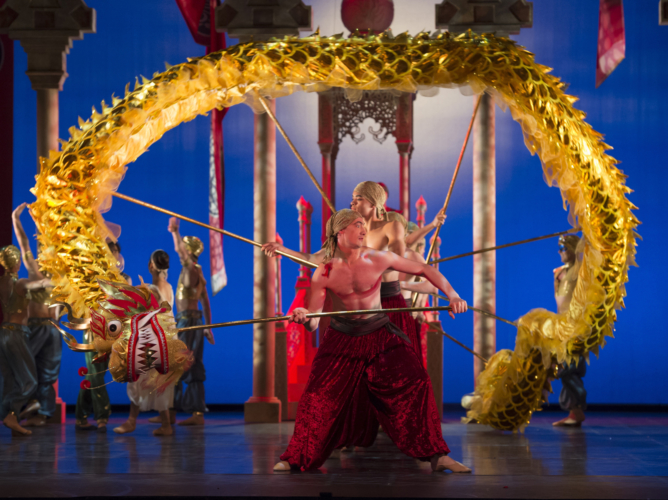 <p><em>Aladdin:</em> Tom Rogers and Artists of Birmingham Royal Ballet</p>. Credit: Bill Cooper.