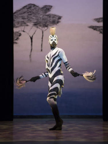 <p><em>'Still Life' at the Penguin Café: </em>Tyrone Singleton as Southern Cape Zebra</p>. Credit: Bill Cooper.