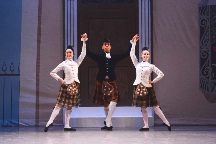 <p><em>Façade:</em> Miki Mizutani, Laura Day and Jonathan Caguioa in 'Scotch Rhapsody'</p>. Credit: Roy Smiljanic.
