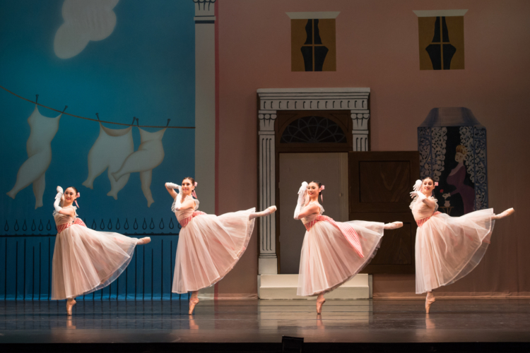 <p><em>Façade:</em> Ana Albutashvili, Miki Mizutani, Mariko Sasaki and Alys Shee in the 'Waltz'</p>. Credit: Roy Smiljanic.