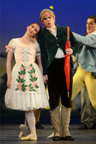 <p><em>La Fille mal gardée: </em>Elisha Willis as Lise, James Barton as Alain and Jamie Bond as Colas</p>. Credit: Roy Smiljanic.