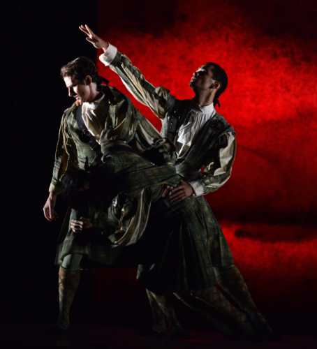<p><em>Flowers of the Forest:</em> Valentin Olovyannikov, Brandon Lawrence and Jonathan Caguioa in 'Scottish Ballad'</p>. Credit: Roy Smiljanic.
