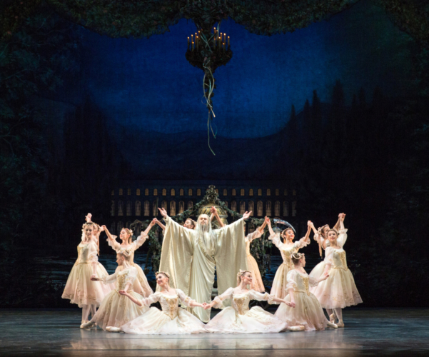 <p><em>Coppélia: </em>Jonathan Payn as Father Time with Artists of Birmingham Royal Ballet</p>. Credit: Andrew Ross.