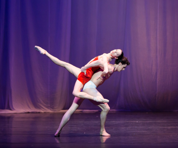 <p><em>Carmina burana: </em>Samara Downs as Fortuna and Iain Mackay as Third Seminarian</p>. Credit: Andrew Ross.