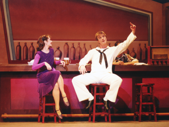 <p><em>Fancy Free:</em> Rachel Peppin as a Passer-By and Robert Parker as a Sailor</p>. Credit: Bill Cooper.