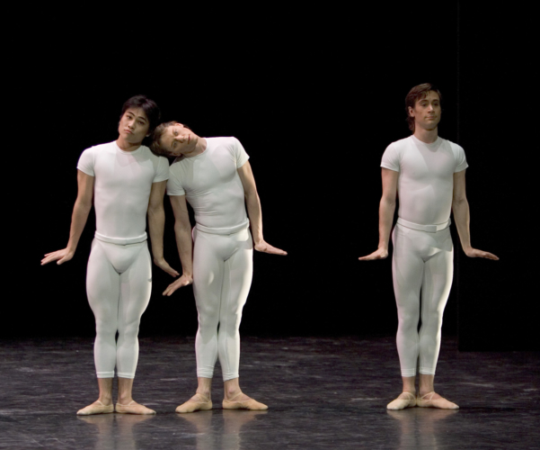 <p><em>Brouillards: </em>Kosuke Yamamoto, Christopher Larsen and Kit Holder in 'Général Lavine eccentric'</p>. Credit: Bill Cooper.