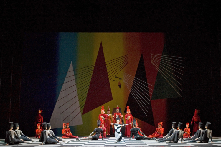 <p><em>Checkmate: </em>Nao Sakuma as the Black Queen with Artists of Birmingham Royal Ballet</p>. Credit: Bill Cooper.