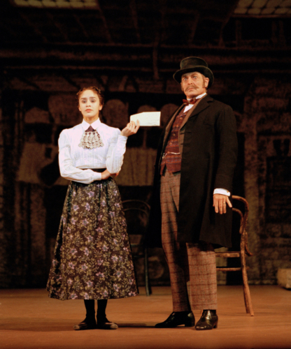 <p><em>Hobson's Choice:</em> Leticia Müller as Maggie Hobson and Desmond Kelly as Henry Hobson</p>. Credit: Bill Cooper.