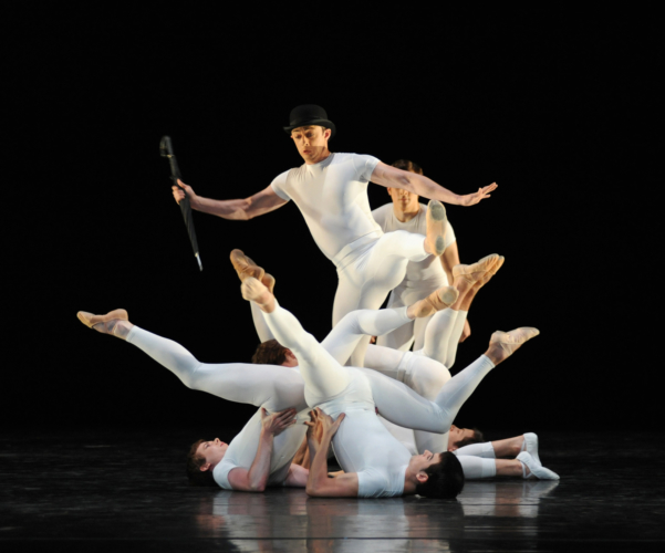 <p><em>Brouillards: </em>Rory Mackay and Artists of Birmingham Royal Ballet in 'Hommage à S. Pickwick esq.'</p>. Credit: Roy Smiljanic.