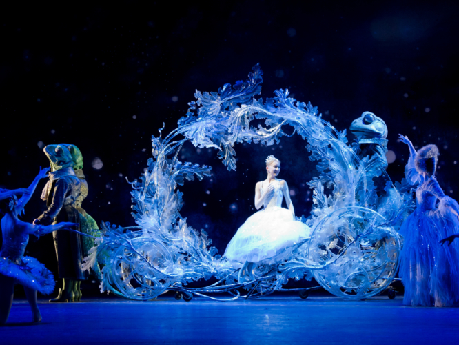 <p><em>Cinderella: </em>Elisha Willis as Cinderella with Artists of Birmingham Royal Ballet</p>. Credit: Bill Cooper.