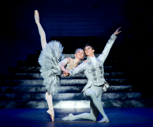 <p><em>Cinderella: </em>Elisha Willis as Cinderella and Iain Mackay as the Prince</p>. Credit: Bill Cooper.