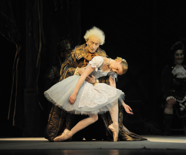 <p><em>Coppélia: </em>Elisha Willis as Swanilda and David Morse as Dr Coppélius</p>. Credit: Roy Smiljanic.