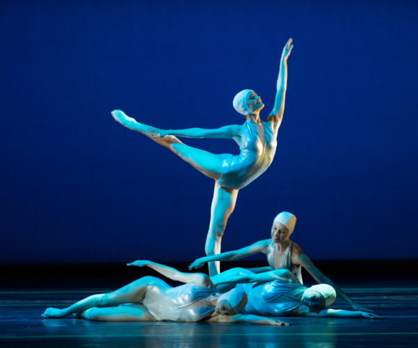 <p><em>Faster: </em>Delia Mathews with Yvette Knight, Yijing Zhang and Callie Roberts</p>. Credit: Roy Smiljanic.