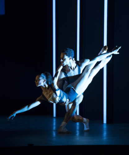 <p><em>Faster: </em>Céline Gittens and Tyrone Singleton</p>. Credit: Bill Cooper.