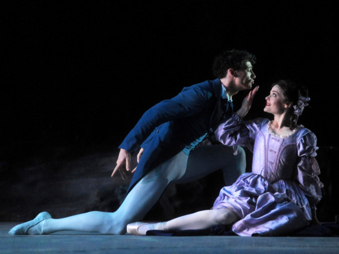 <p><em>The Dream: </em>Delia Mathews as Hermia and Tom Rogers as Lysander</p>. Credit: Roy Smiljanic.