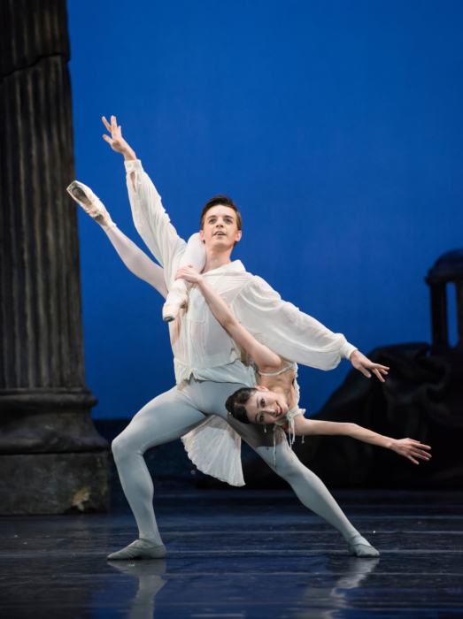 <p><em>Sylvia:</em> Momoko Hirata as Sylvia and Joseph Caley as Amynta</p>. Credit: Bill Cooper.