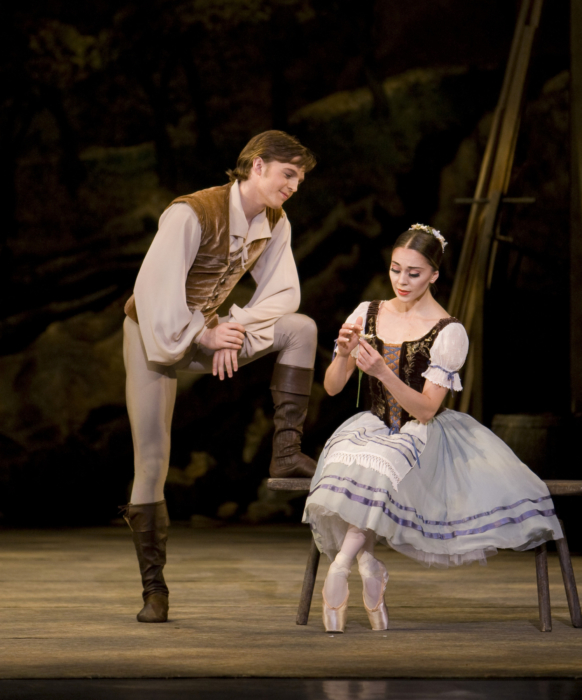 <p><em>Giselle:</em> Ambra Vallo as Giselle and Joseph Caley as Albrecht</p>. Credit: Bill Cooper.