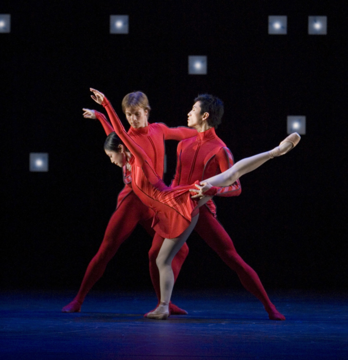 <p><em>The Four Seasons:</em> Momoko Hirata, Robert Parker and Chi Cao in 'Winter'</p>. Credit: Bill Cooper.