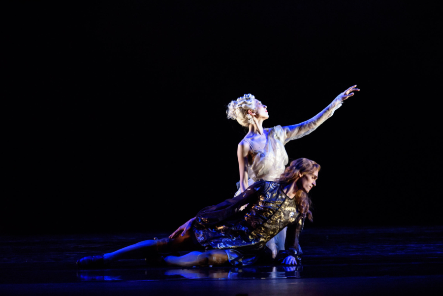 <p><em>The King Dances: </em>William Bracewell as Le Roi and Yijing Zhang as Selene, la Lune</p>. Credit: Bill Cooper.