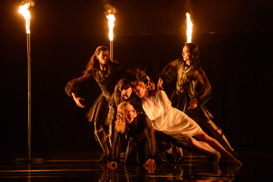 <p><em>The King Dances: </em>William Bracewell as Le Roi with Artists of Birmingham Royal Ballet</p>. Credit: Bill Cooper.
