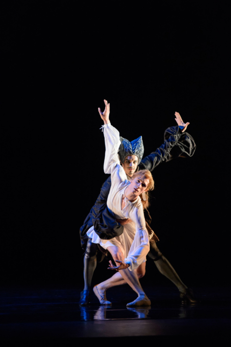 <p><em>The King Dances:</em> William Bracewell as Le Roi and Iain Mackay as La Nuit</p>. Credit: Bill Cooper.