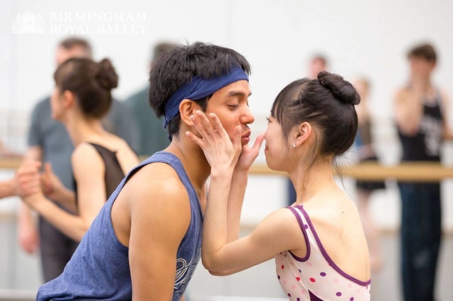 <p><em>The Shakespeare Suite:</em> Jonathan Caguioa and Momoko Hirata in rehearsal</p>. Credit: Andrew Ross.