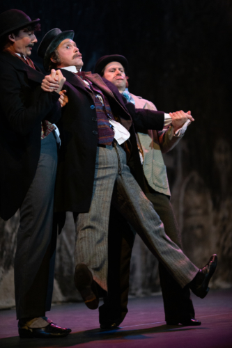 <p><em>Hobson's Choice</em>: Tom Rogers as Mr Tudsbury, Jonathan Payn as Henry Hobson and Kit Holder as Jim Heeler.</p>. Credit: Ty Singleton.